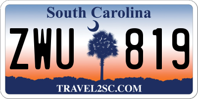 SC license plate ZWU819