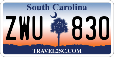 SC license plate ZWU830