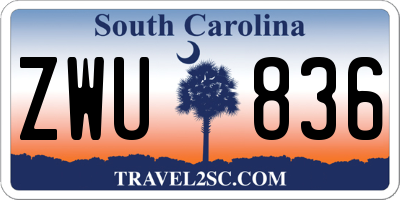 SC license plate ZWU836