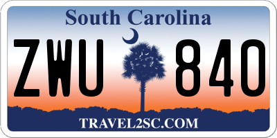 SC license plate ZWU840