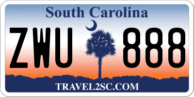 SC license plate ZWU888
