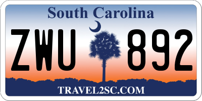 SC license plate ZWU892