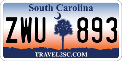 SC license plate ZWU893