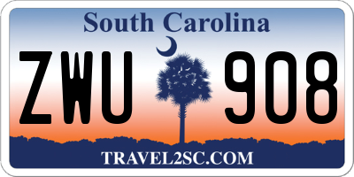 SC license plate ZWU908