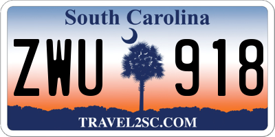 SC license plate ZWU918