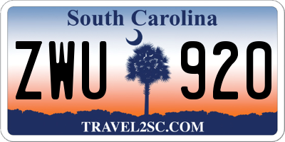 SC license plate ZWU920