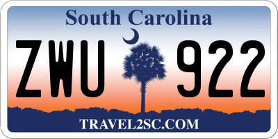 SC license plate ZWU922
