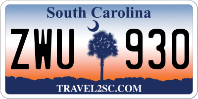 SC license plate ZWU930