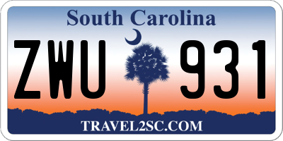 SC license plate ZWU931