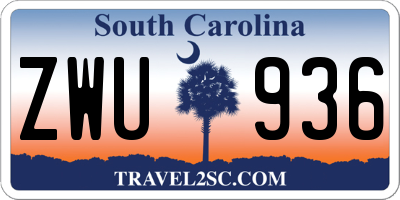 SC license plate ZWU936
