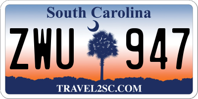 SC license plate ZWU947