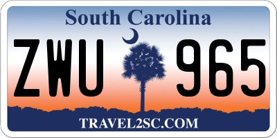 SC license plate ZWU965