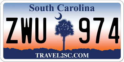SC license plate ZWU974