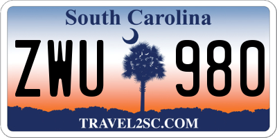 SC license plate ZWU980
