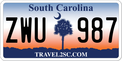 SC license plate ZWU987