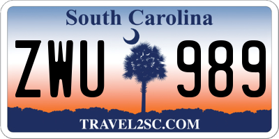 SC license plate ZWU989