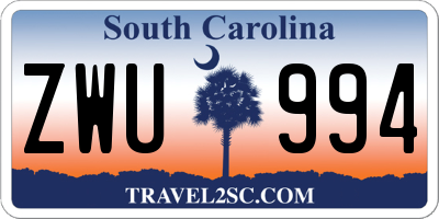 SC license plate ZWU994
