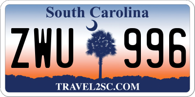 SC license plate ZWU996