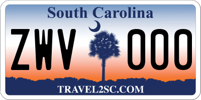 SC license plate ZWV000