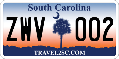 SC license plate ZWV002
