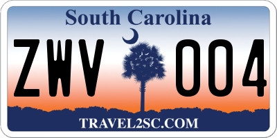 SC license plate ZWV004