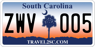 SC license plate ZWV005