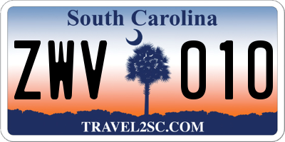 SC license plate ZWV010