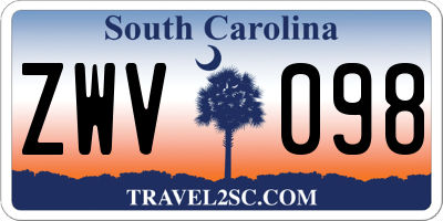 SC license plate ZWV098