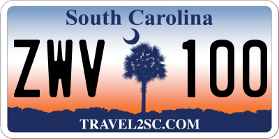 SC license plate ZWV100