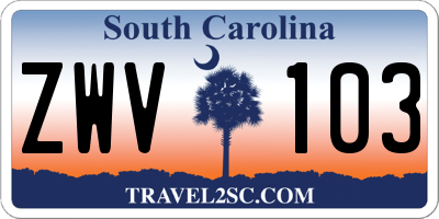 SC license plate ZWV103