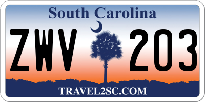 SC license plate ZWV203