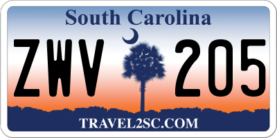 SC license plate ZWV205