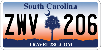 SC license plate ZWV206