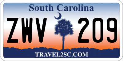 SC license plate ZWV209