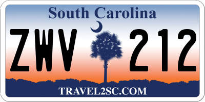 SC license plate ZWV212