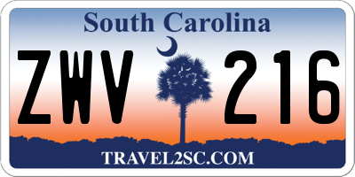 SC license plate ZWV216