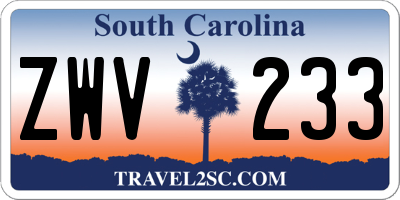 SC license plate ZWV233