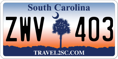 SC license plate ZWV403