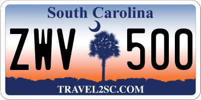 SC license plate ZWV500