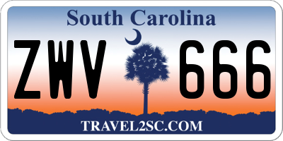 SC license plate ZWV666