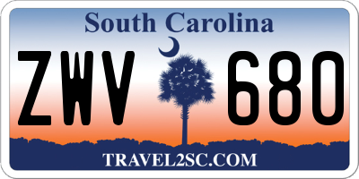 SC license plate ZWV680