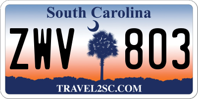 SC license plate ZWV803