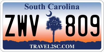SC license plate ZWV809