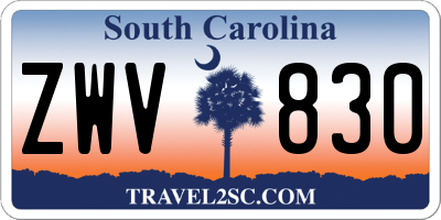SC license plate ZWV830