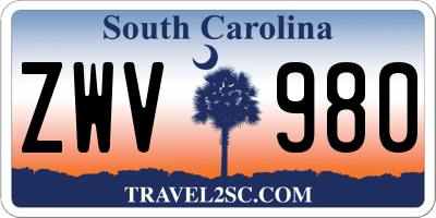 SC license plate ZWV980