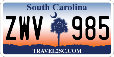 SC license plate ZWV985