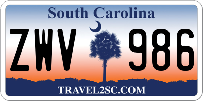 SC license plate ZWV986