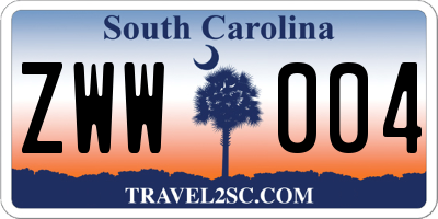 SC license plate ZWW004