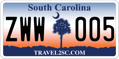 SC license plate ZWW005