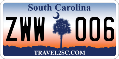 SC license plate ZWW006